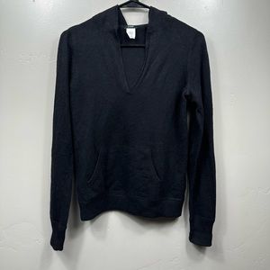 J. Crew Rabbit Hair Cashmere Wool Pullover Hoodie Sweater Size Small - Black